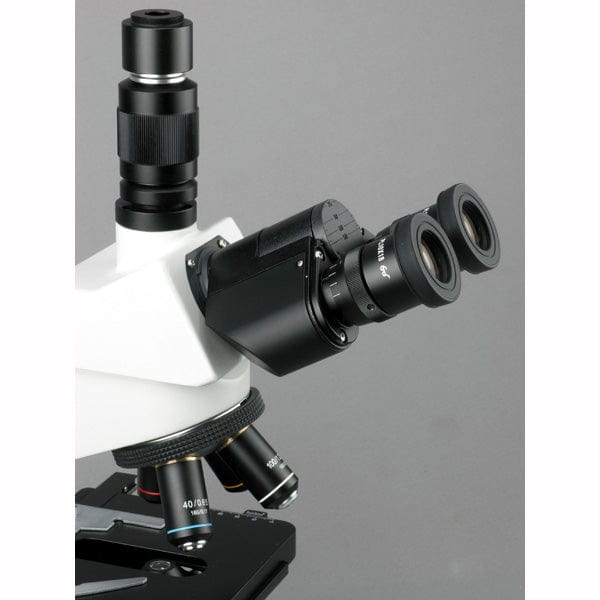 AmScope T580 Series Biological Research Grade Simul-Focal Trinocular Compound Microscope 40X-2000X Magnification with 20W Halogen, 3D Mechanical Stage and 5MP USB 2.0 C-mount Camera