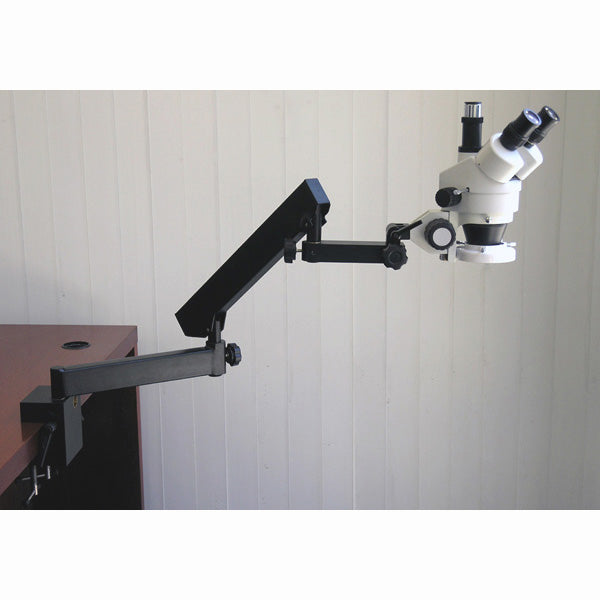 AmScope SM-6 Series Zoom Trinocular Stereo Microscope 7X-90X Magnification on Articulating Arm with Ring Light