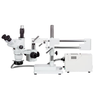 2X-225X Advanced Boom Trinocular Stereo Microscope with Fiber Optic Ring Light