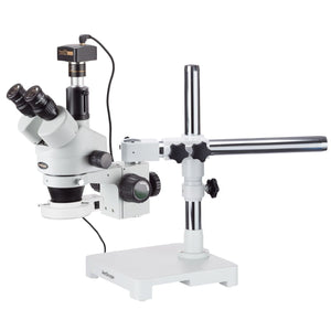 3.5X-90X Trinocular LED Boom Stand Stereo Microscope + 3MP Camera