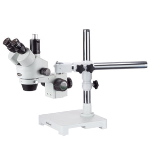 3.5X-90X Boom Stand Trinocular Zoom Stereo Microscope with Fluorescent Ring Light