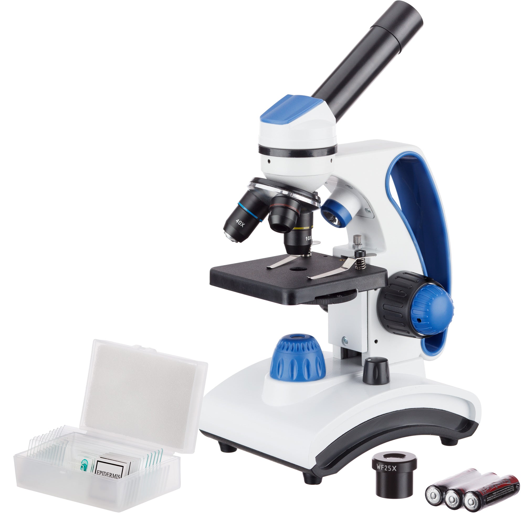 AmScope M162 Series Dual Light Glass Lens Metal Frame Student Monocular Compound Microscope 40X-1000X Magnification
