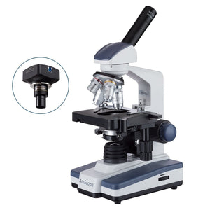 Amscope 40X-2500X Monocular LED Compound Microscope +14MP USB 3.0 C-mount Camera